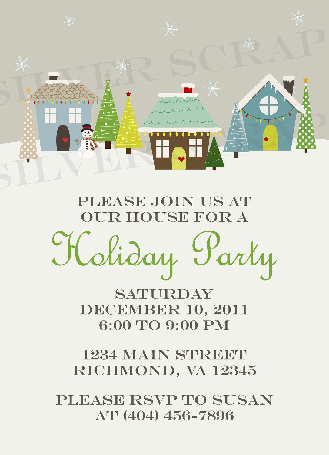 Neighborhood Holiday Party Ideas
 Custom Holiday Houses Christmas Party Invitation Winter