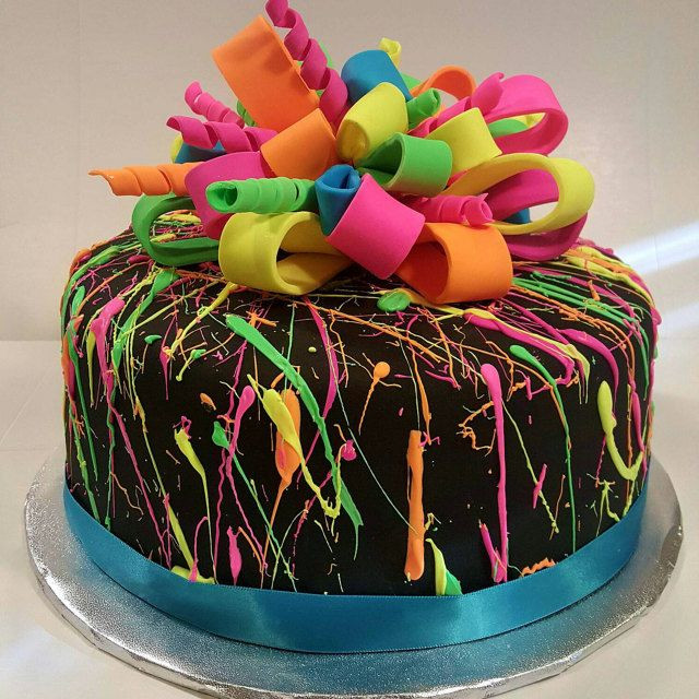 Neon Cakes For Birthdays
 Pin by nettie on nettie s cake creations