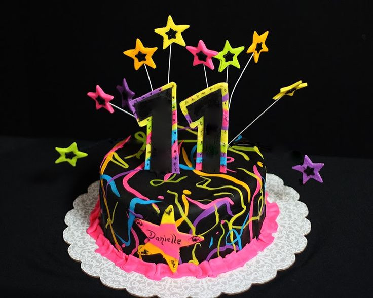 Neon Cakes For Birthdays
 Neon and black cake