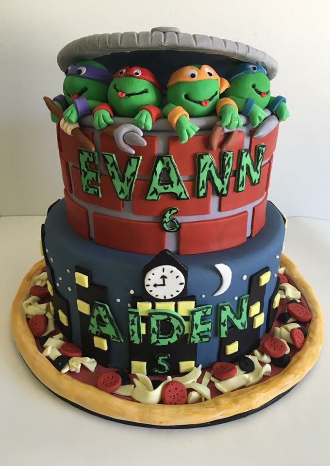 Ninja Turtle Birthday Cake Ideas
 Teenage mutant ninja turtle cake for twin boys Kids