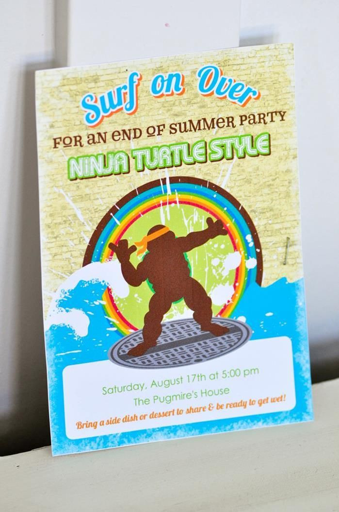 Ninja Turtle Pool Party Ideas
 Retro Surf Teenage Mutant Ninja Turtle Summer Party Ideas