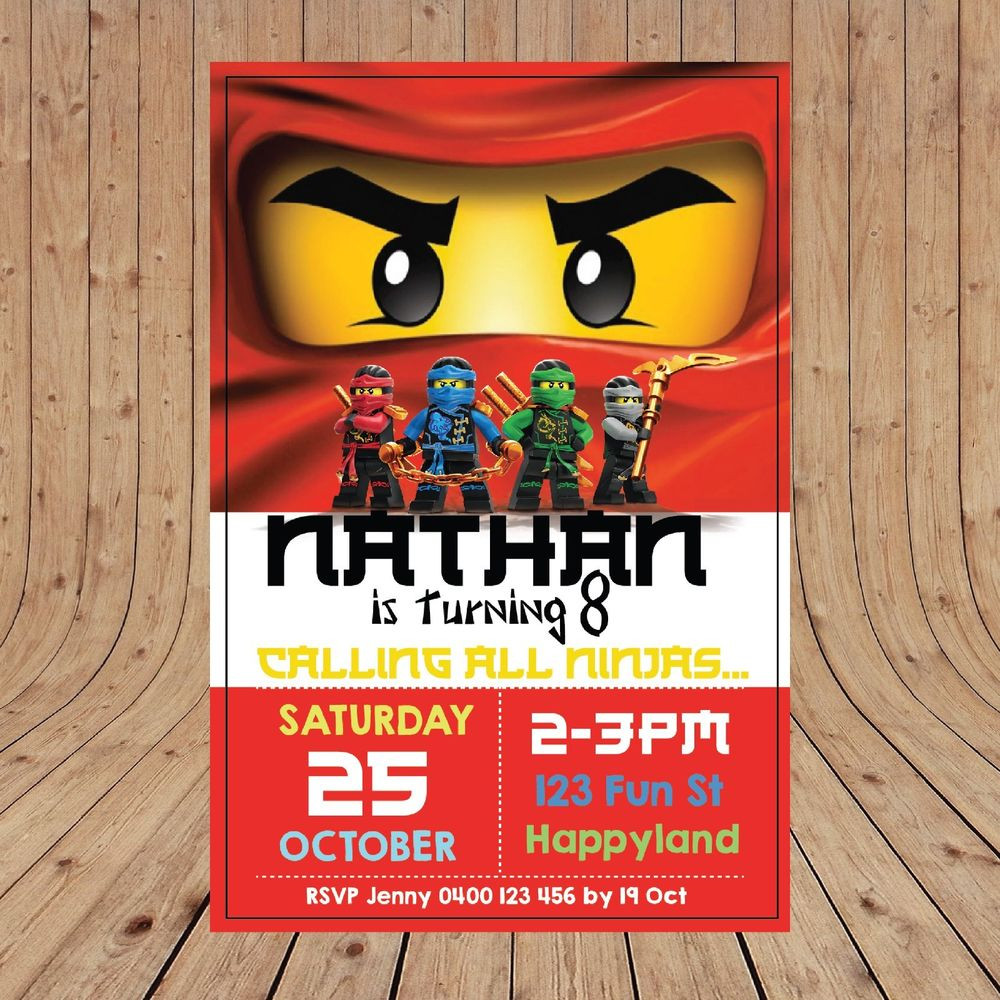 Ninjago Birthday Invitations
 Personalised LEGO NINJAGO Kids Party Invitations Invites