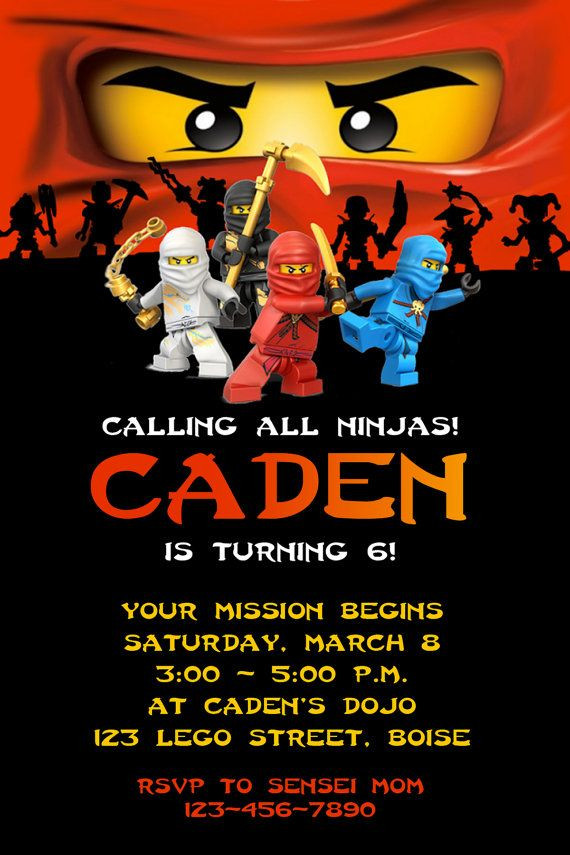 Ninjago Birthday Invitations
 Lego NINJAGO Ninja Birthday Party Invitation by