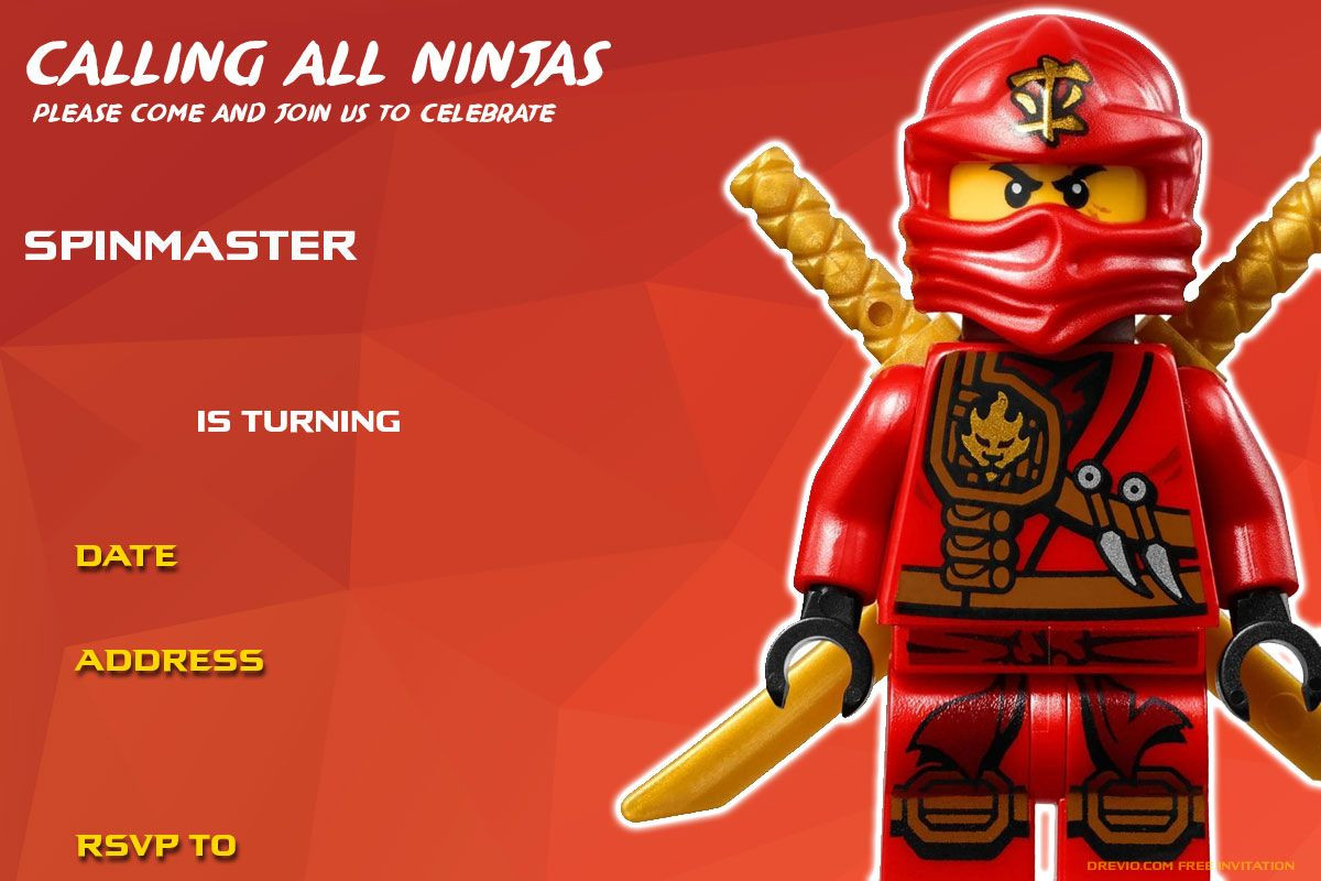 Ninjago Birthday Invitations
 Free Printable Lego Ninjago Birthday Invitation