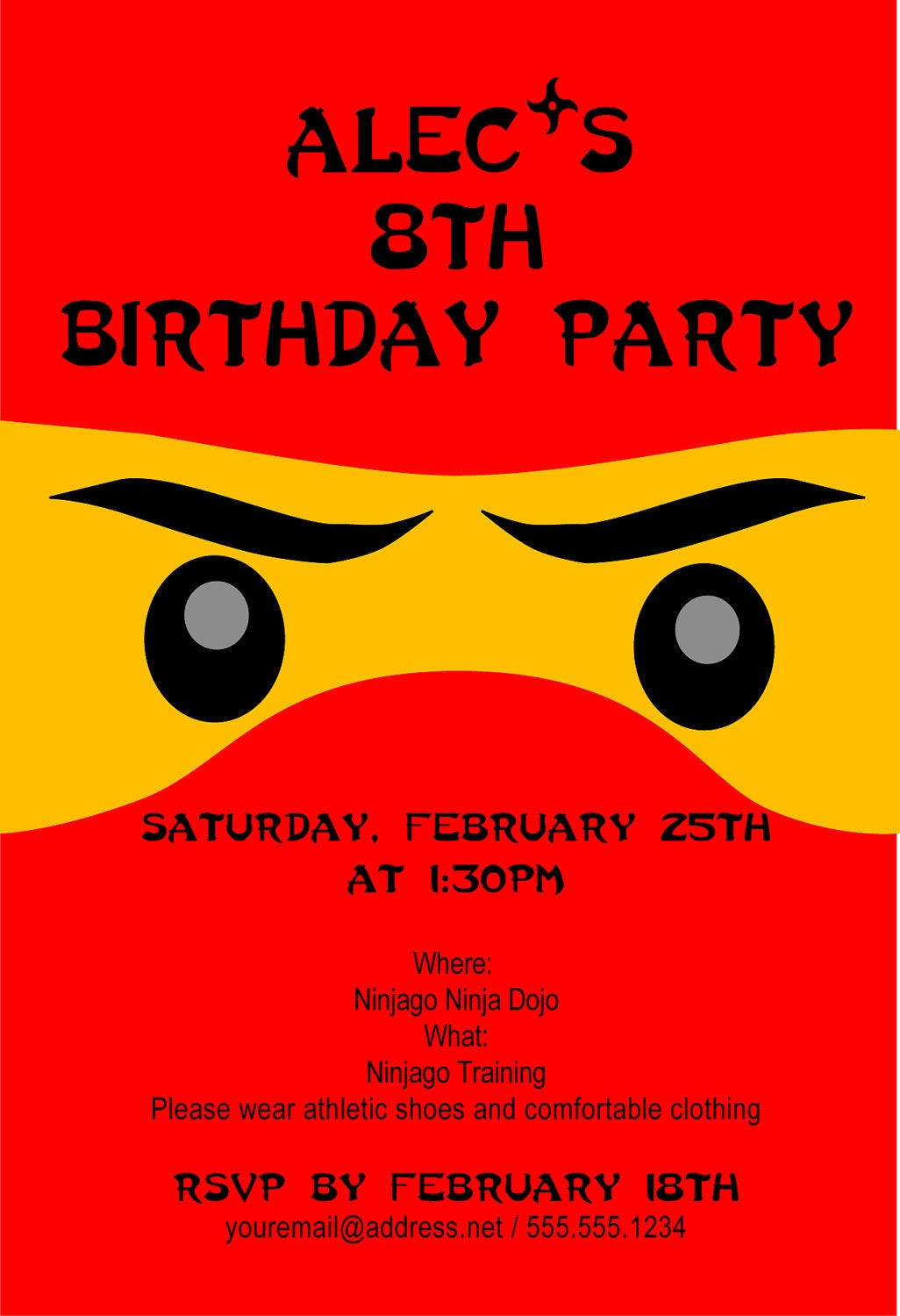 Ninjago Birthday Invitations
 Ninjago Birthday Invitation Personalized Invitation