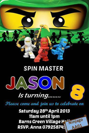 Ninjago Birthday Invitations
 10 x Personalised LEGO Ninjago Birthday Party Invitation