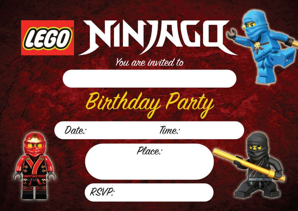 Ninjago Birthday Invitations
 LEGO NINJAGO Kids Children birthday INVITATIONS Invites