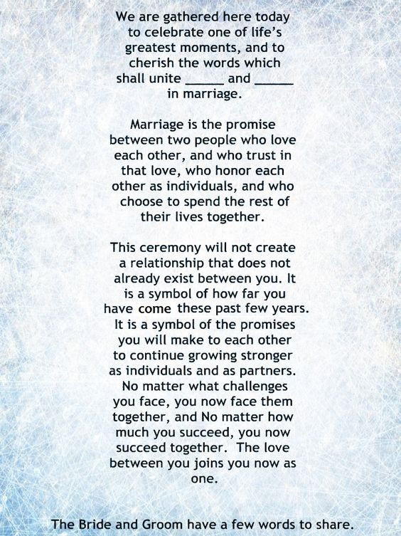 Non Traditional Wedding Ceremony Vows
 My Non Religious Short and Sweet Wedding Ceremony Script