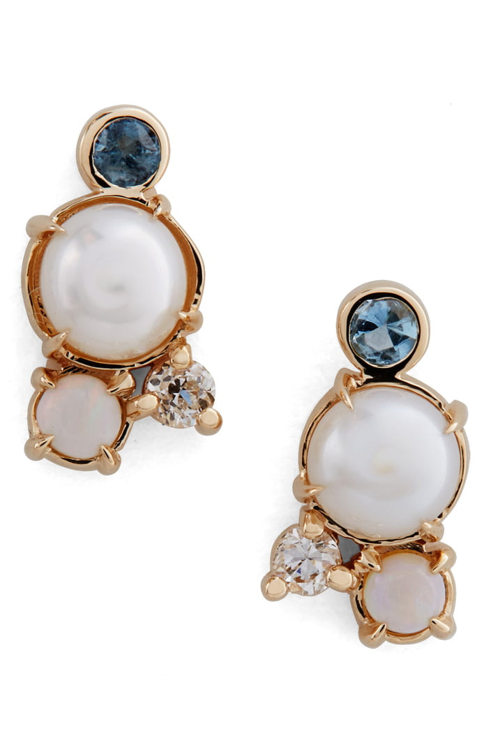 Nordstrom Diamond Earrings
 MOCIUN Pearl Aquamarine Opal & Diamond Earrings
