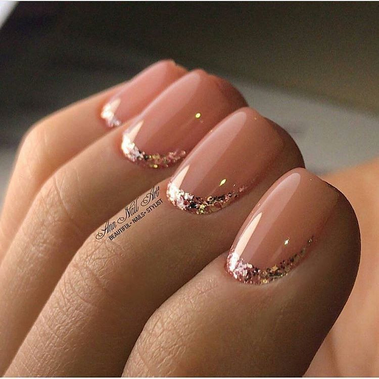 Nude And Glitter Nails
 Pin on Wedding Vow Renewal