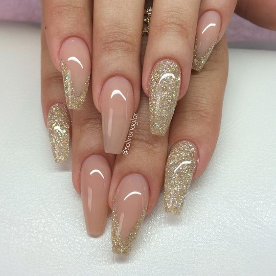 Nude And Glitter Nails
 Top 60 Gorgeous Glitter Acrylic Nails