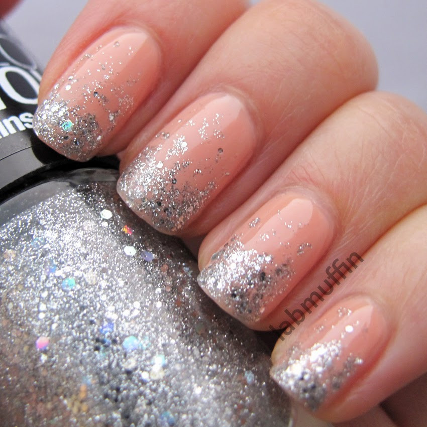 Nude And Glitter Nails
 Polish or Perish Silver glitter gra nt over nails