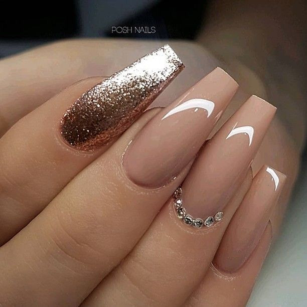Nude And Glitter Nails
 Pin on Nails
