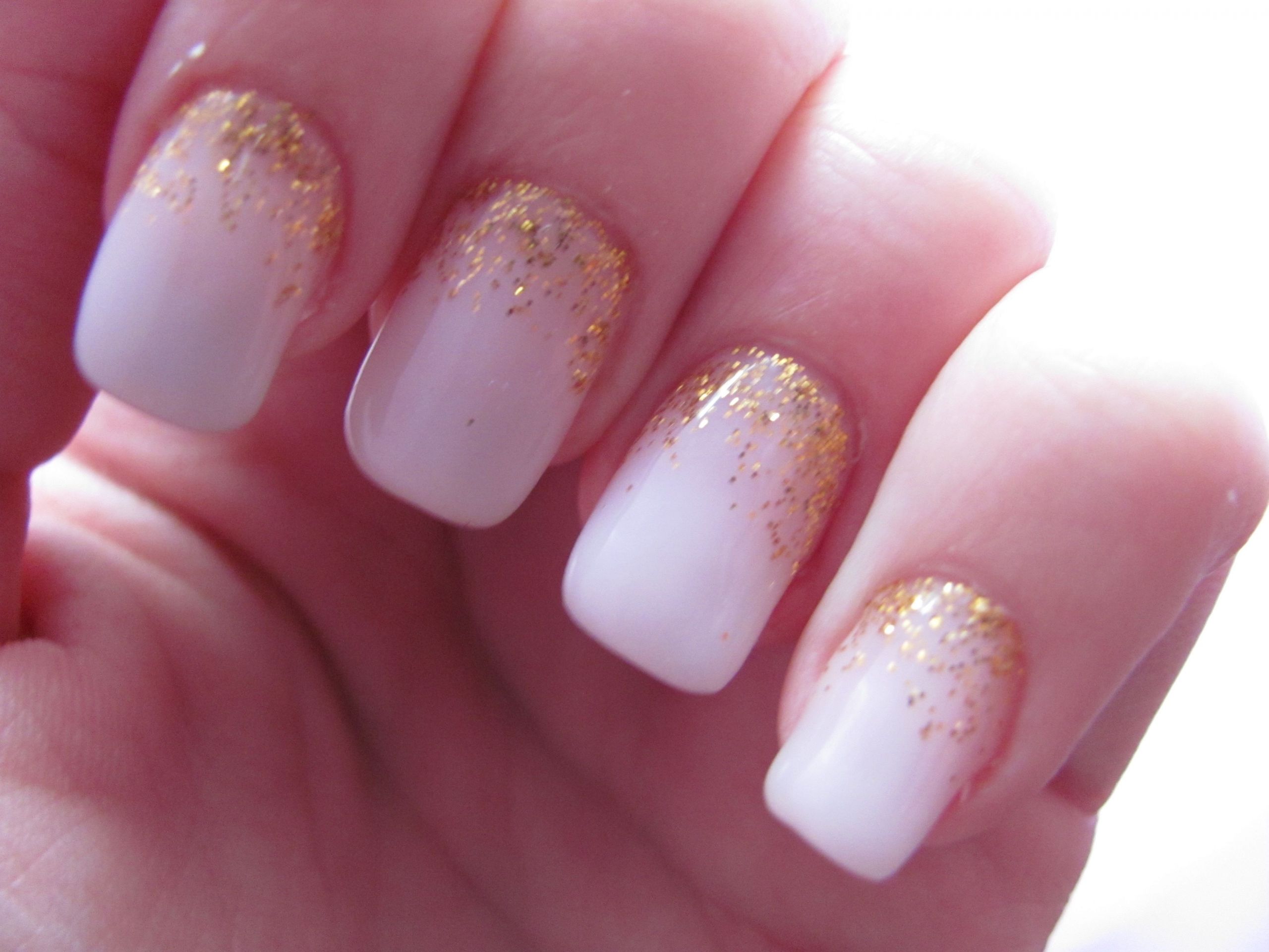 Nude Nails With Gold Glitter
 Pinterest
