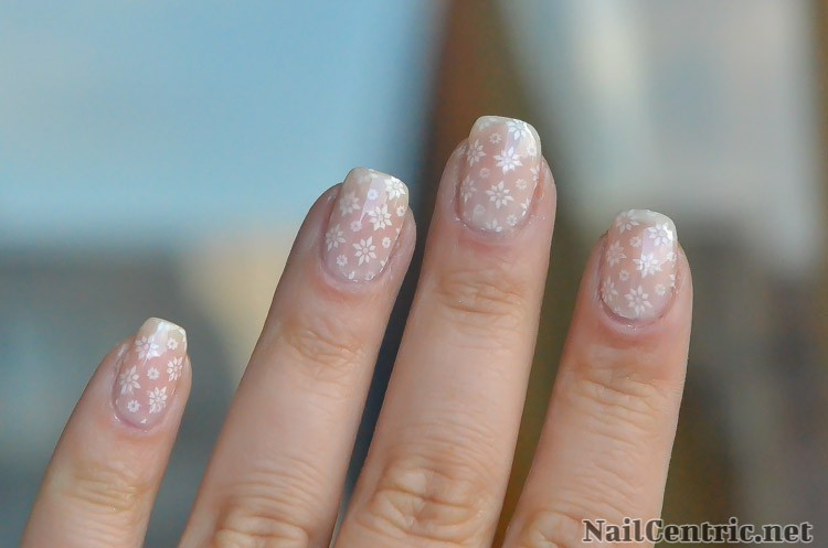Nude Wedding Nails
 Nude wedding nails with white lace accent tutorial