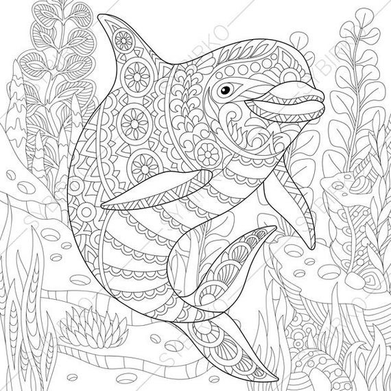 Ocean Adult Coloring Pages
 Ocean World Dolphin 2 Coloring Pages Animal coloring book