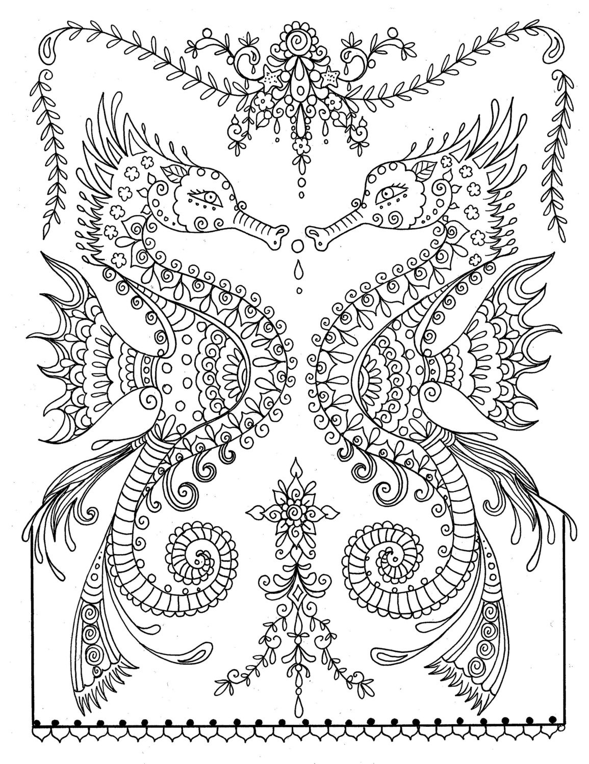 Ocean Adult Coloring Pages
 Printable Sea Horse Coloring Page Instant Download Adult
