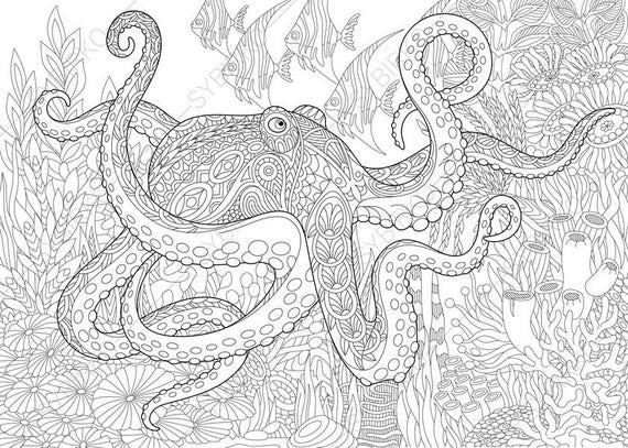 Ocean Adult Coloring Pages
 Ocean World Octopus 3 Coloring Pages Animal coloring book