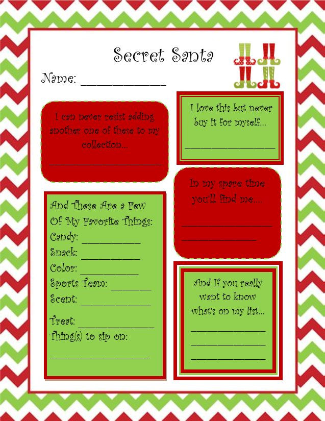 Office Holiday Gift Exchange Ideas
 Secret Santa Questionnaire