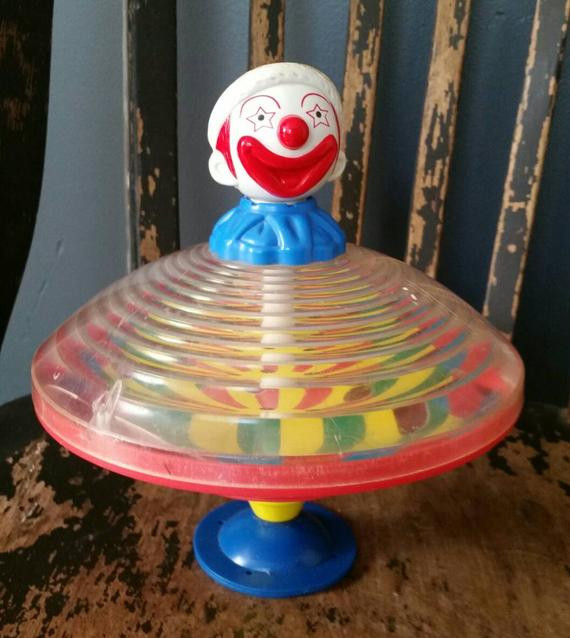 Old Fashioned Baby Toys
 Old Fashion Spinning Top Creepy Clown Toy Baby Toddler