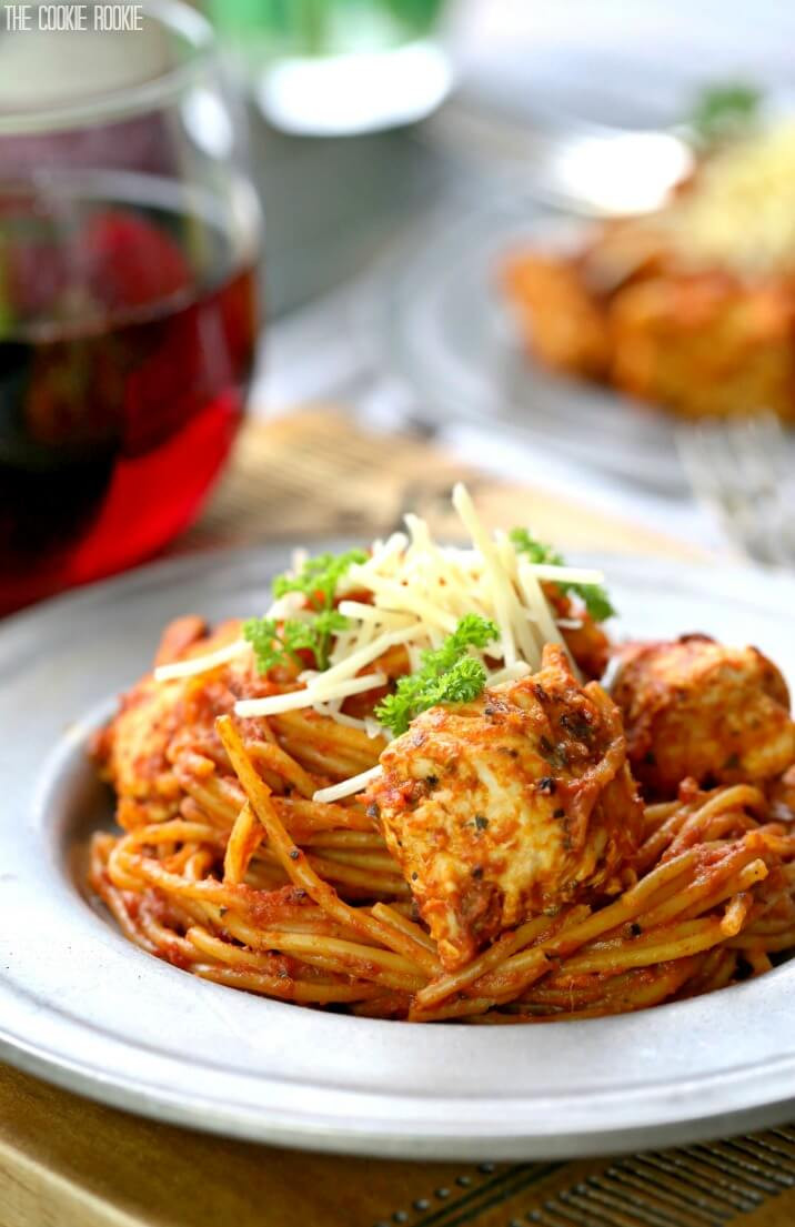 One Pot Chicken Spaghetti
 e Pot Chicken Parmesan Pasta