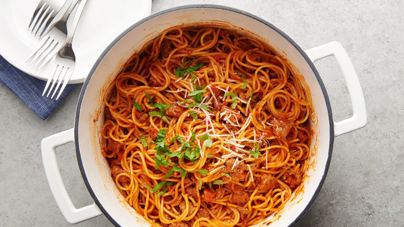 One Pot Chicken Spaghetti
 e Pot Creamy Spaghetti Recipe Pillsbury