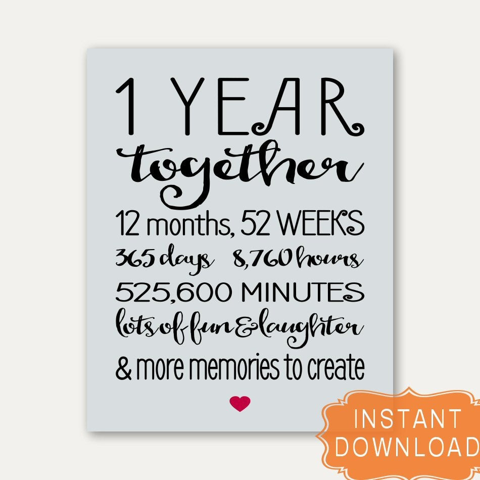 One Year Anniversary Quotes For Boyfriend
 1 Year Anniversary Sign Annviersary Cute Gift for Boyfriend