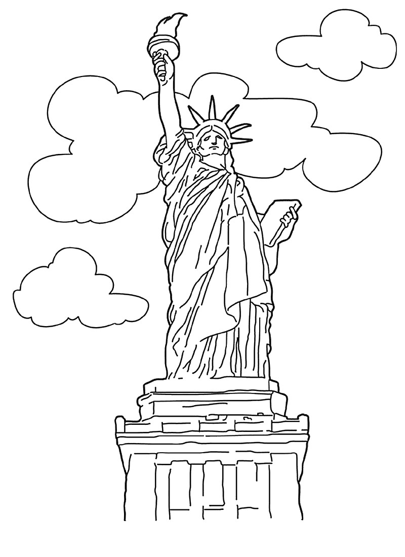 Online Coloring Kids
 Free Printable Statue of Liberty Coloring Pages For Kids