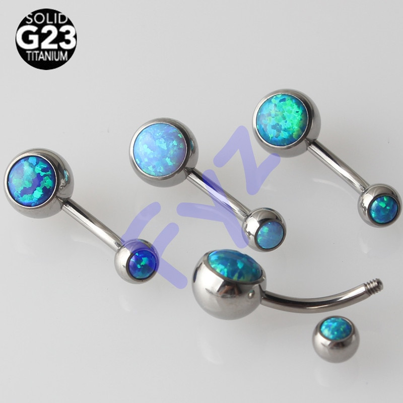 Opal Body Jewelry
 High Polishing G23 Titanium Belly Button Rings Double