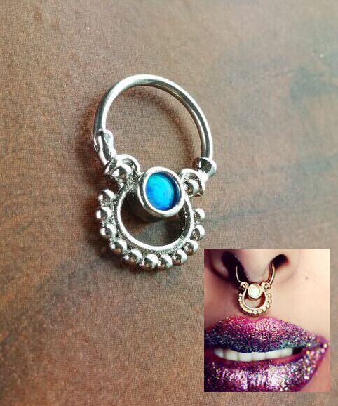 Opal Body Jewelry
 16G opal nose ring opal septum clicker opal septum jewelry