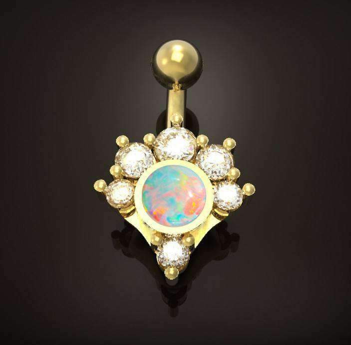 Opal Body Jewelry
 Diamond and Opal Cluster Navel Jewelry – BMG Body Jewellery