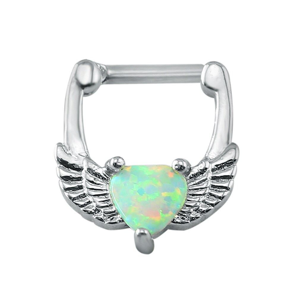 Opal Body Jewelry
 Opal titanium nose stud heart nose ring hoop nose piercing