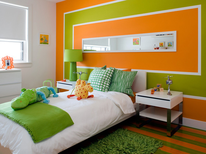 Orange Kids Room
 Orange and Green Kids Room Contemporary boy s room