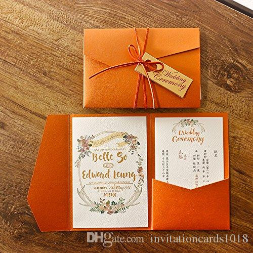 Orange Wedding Invitations
 New Arrival Elegant 3 Folds Orange Wedding Invitations