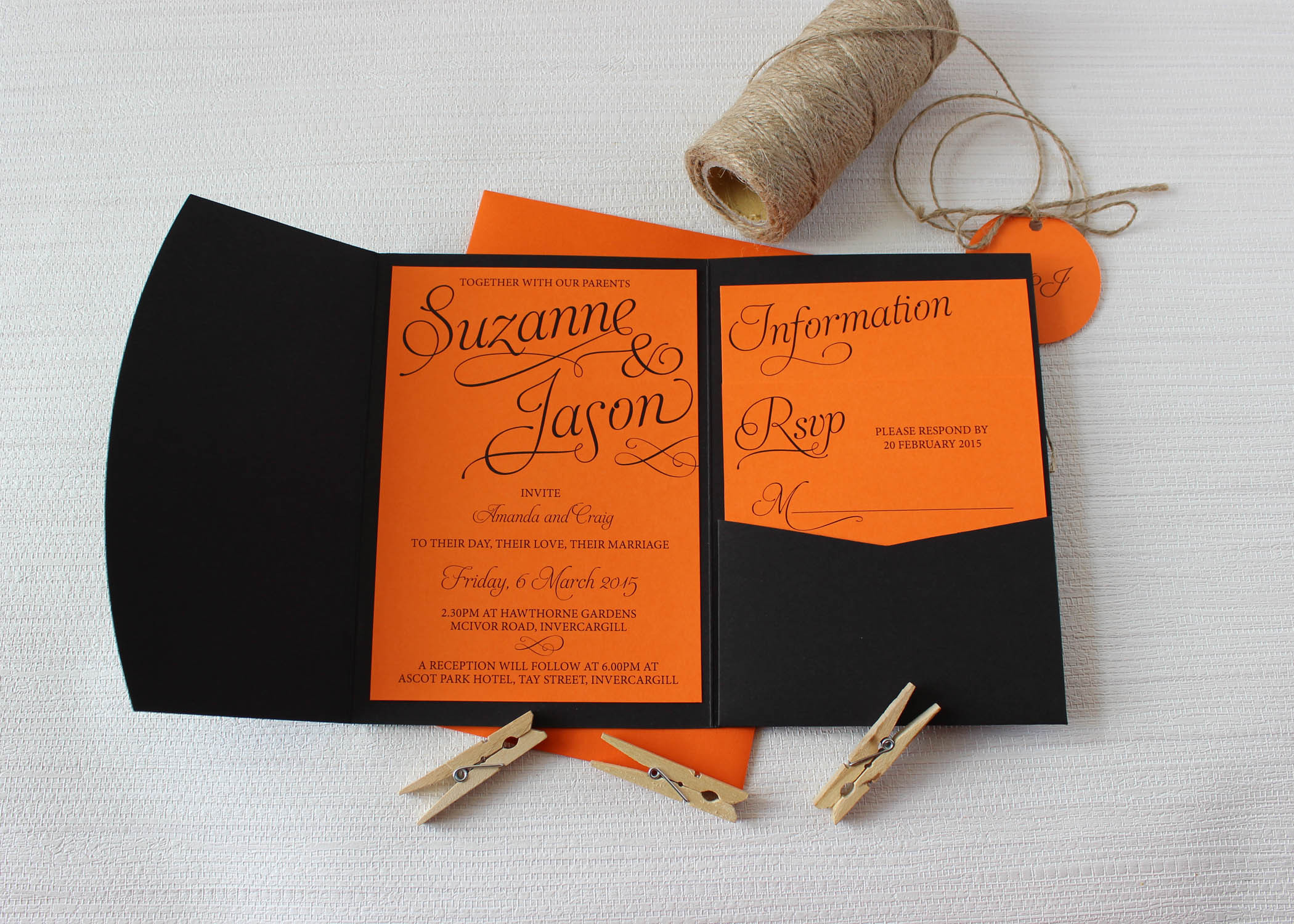 Orange Wedding Invitations
 Pocketfold Simple Script Wedding Invitations Be My Guest