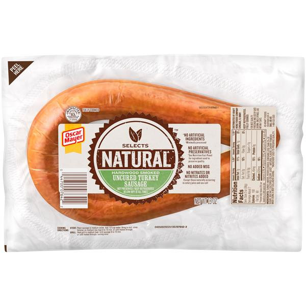 Organic Turkey Sausage
 Oscar Mayer Selects Hardwood Smoked Uncured Turkey Sausage