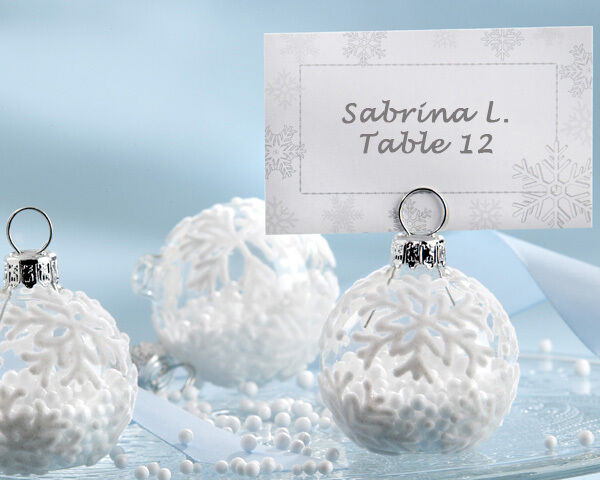 Ornament Wedding Favors
 36 Winter Snowflake Holiday Ornament Place Card