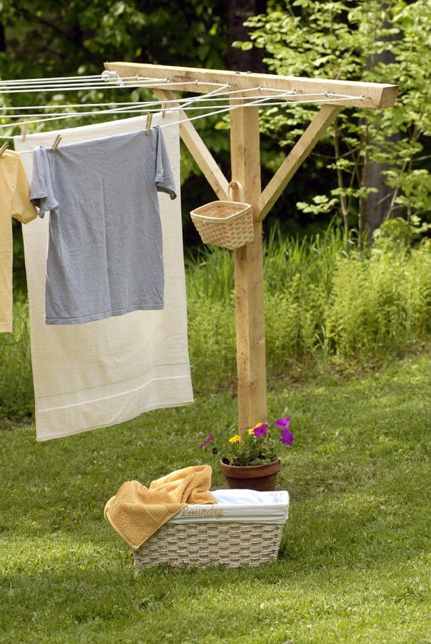 Outdoor Clothesline DIY
 Handmade Wooden Clothesline Pole Kit by WindyHills pany