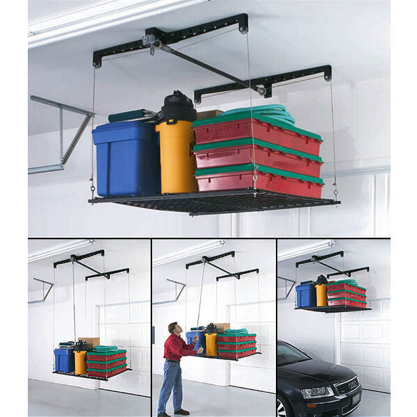 Overhead Garage Organization
 Adjustable Overhead Garage Storage Rack Stock Pulley Cable