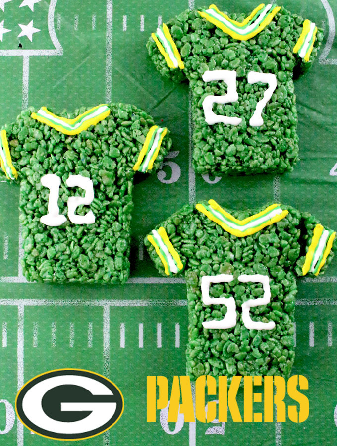 Packer Party Food Ideas
 Green Bay Packers Rice Krispie Treats Two Sisters