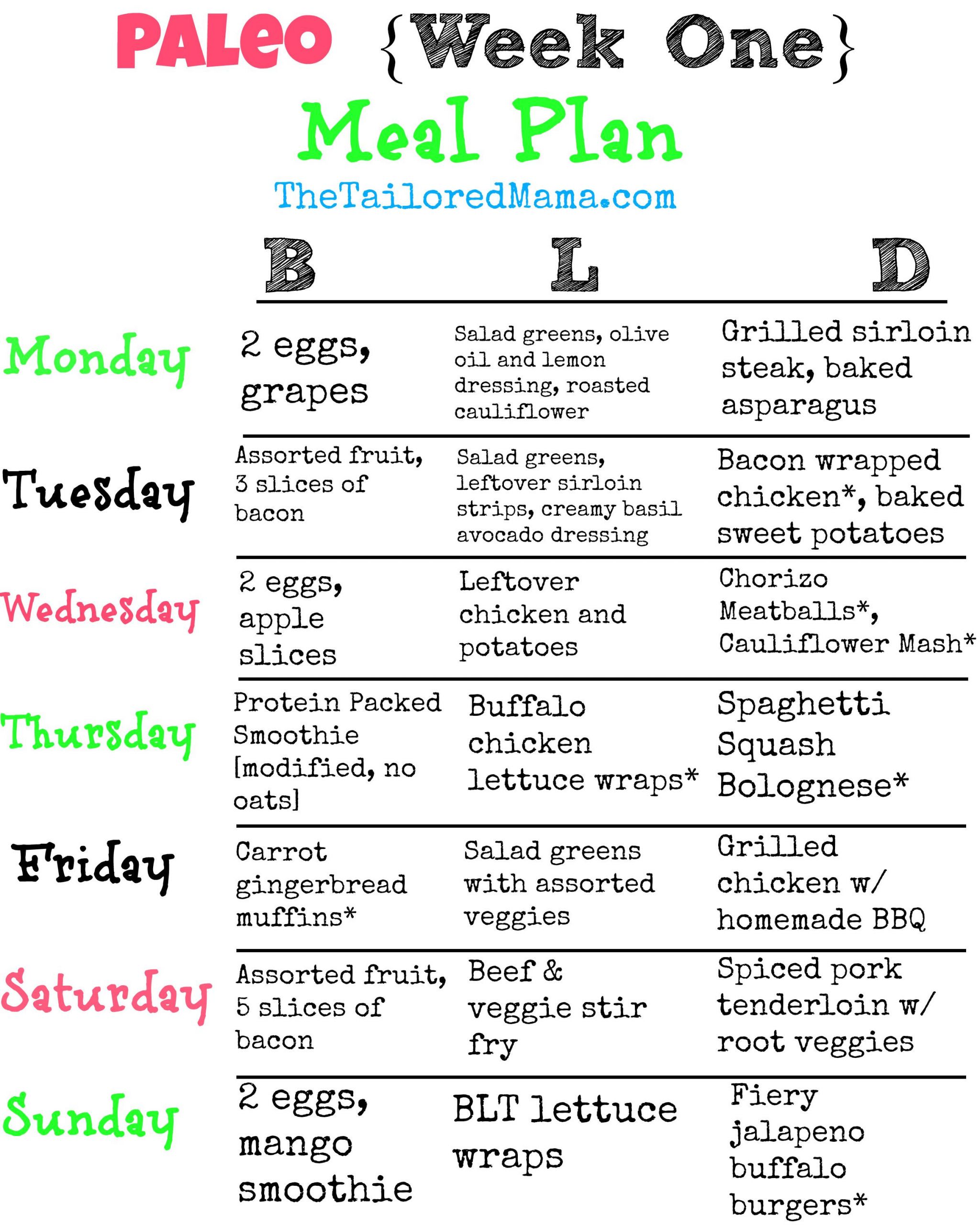 Paleo Diet Meal Plan For Weight Loss Pdf
 Paleo Meal Plan week 1 Clean Eating Diet