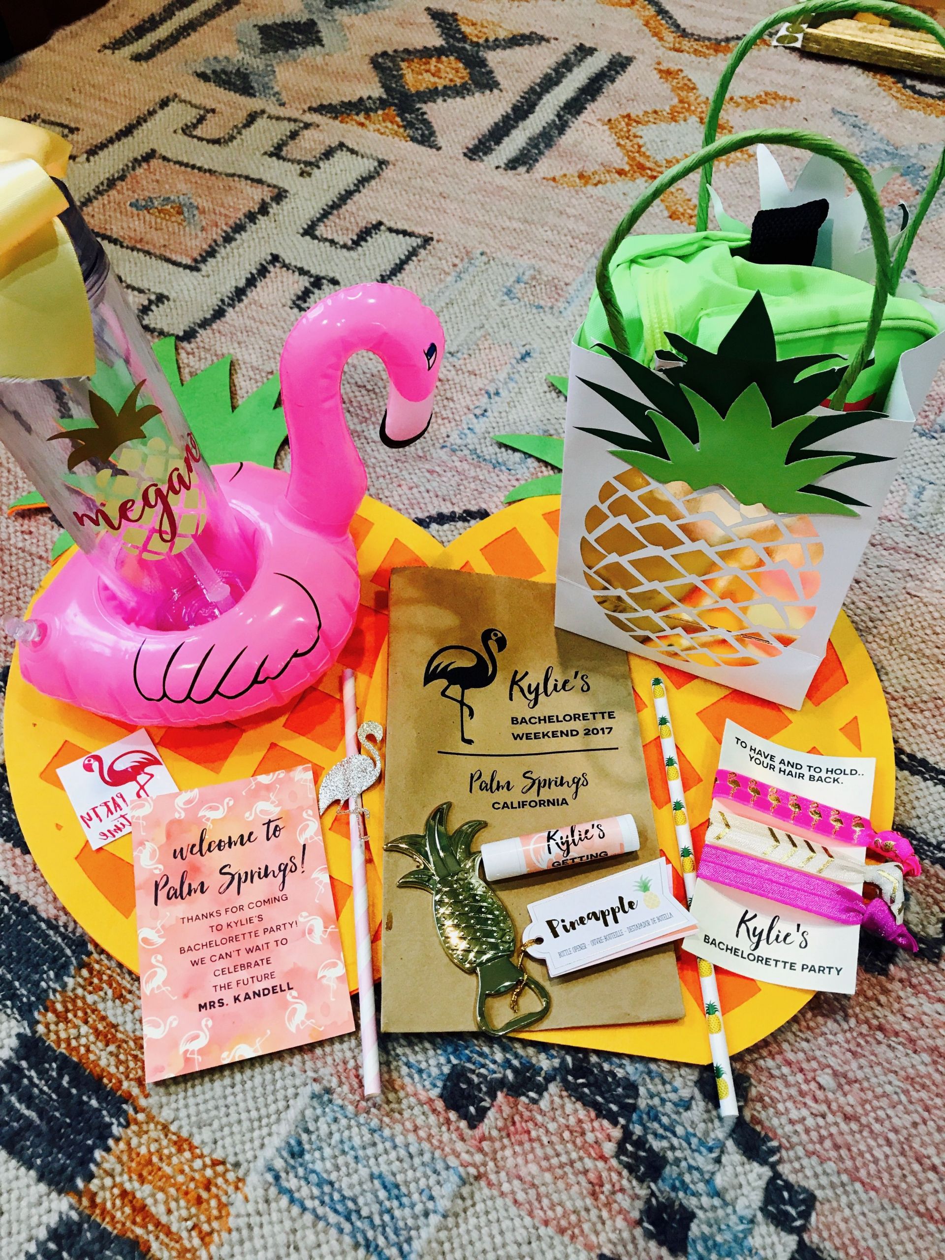 Palm Springs Bachelorette Party Ideas
 Palm Springs Flamingle Bachelorette Party Gift bags