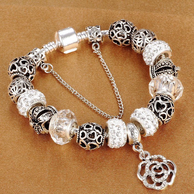 Pandora Bracelets Charms
 HOMOD Dropshipping Snake Chain Charm Bracelet With Flower