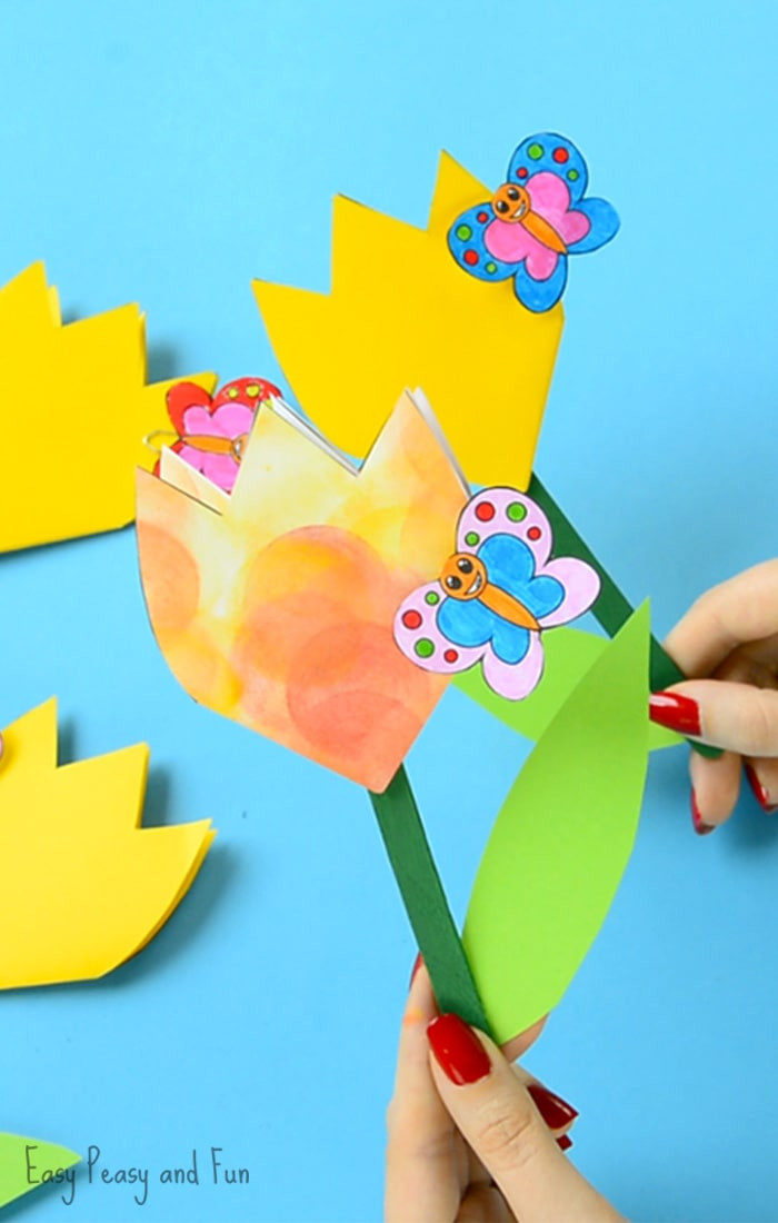 Paper Makes For Kids
 Paper Tulip Flower Craft with Printable Template Easy