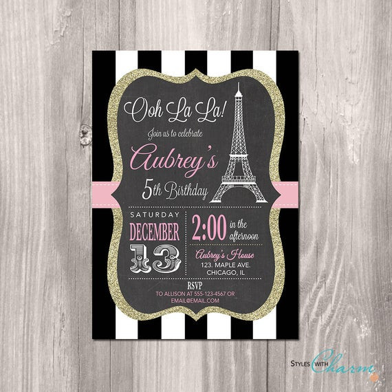 Paris Themed Birthday Invitations
 Paris Birthday Invitation Printable Paris by StyleswithCharm
