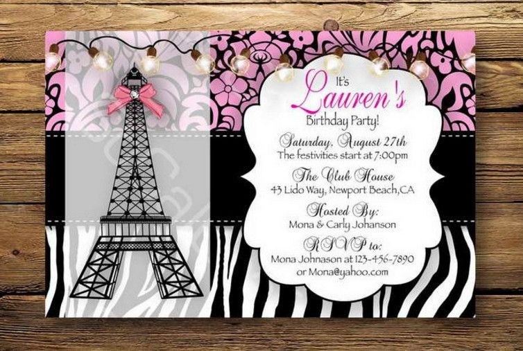 Paris Themed Birthday Invitations
 paris themed birthday party invitation wording …