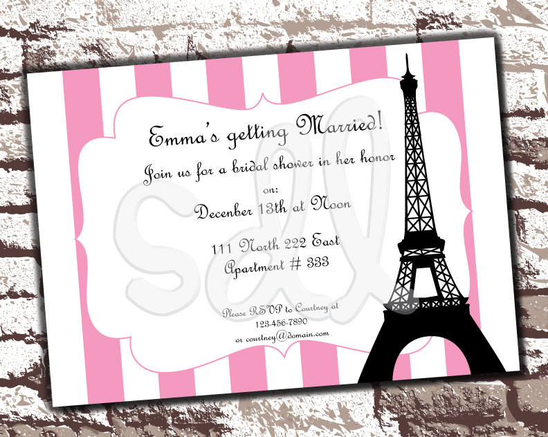 Paris Themed Birthday Invitations
 PRINTABLE PDF Paris Theme Customized Invitation Birthday