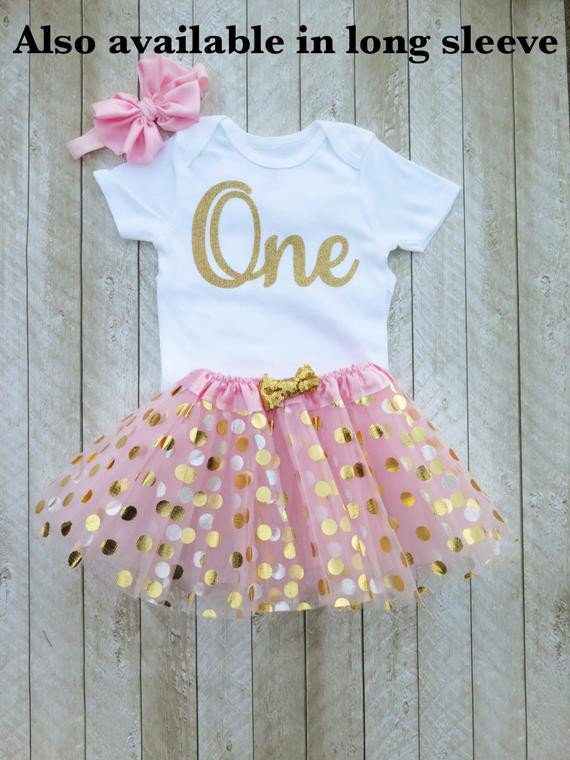 Party Ideas For 1 Year Old Baby Girl
 Pink and gold first birthday outfit Pink and gold tutu e