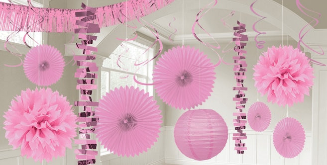Partycity.com Birthday Party Supplies
 Pink Decorations Pink Balloons Banners & Swirl