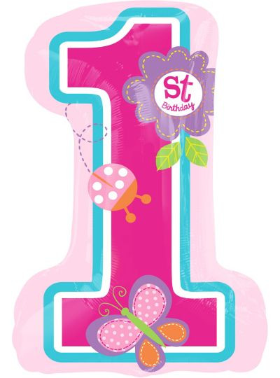 Partycity.com Birthday Party Supplies
 Giant Sweet Girl 1st Birthday Balloon 19in x 28in Party City